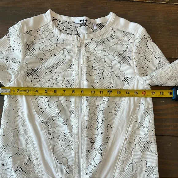 Three Dots Cotton Blend Crochet Lace Zip Lightweight Long Sleeve‎ Jacket Sz M - Picture 7 of 13